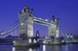 Night shot of Tower Bridge and the City of London with reflectio