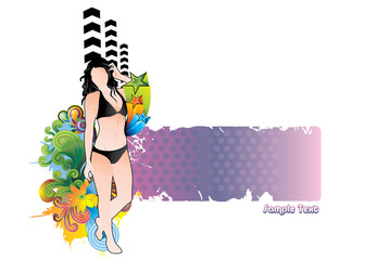 Wall Mural - chica en vestido de baño en vector