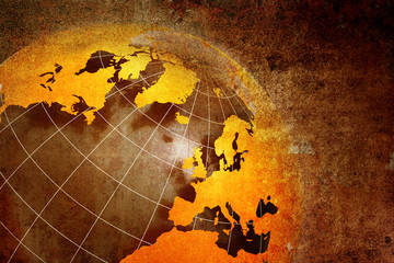 3d earth on grunge background