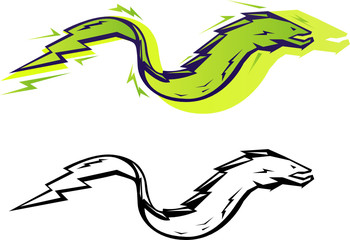 Stylized vector electric eel in two color treatments