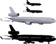 Vector illustration of three-engine passenger airliner
