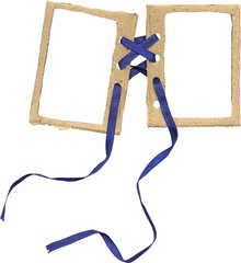 Realistic Cardboard frame for two photos with a ribbon