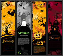 Set Of Four Colorful Halloween Banners