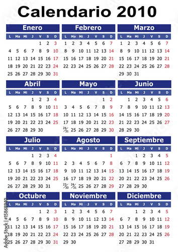Calendario Vectorial 2010 Español Stock Vector Adobe Stock