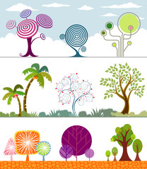Poster - Different shape of Trees Collection. Vector Layered.
