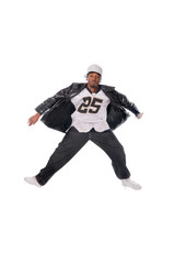 Wall Mural - Cool young hip-hop man on white background