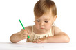 © Serhiy Kobyakov - Child draw with green crayon