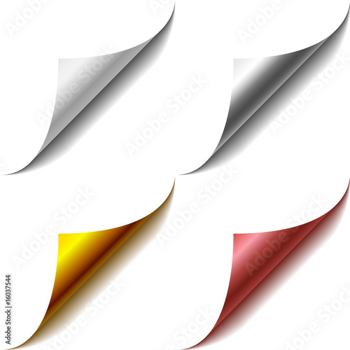 Fotografía Vector set of bent page corners. One matt and three glossy.