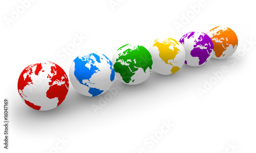 Row of color globes