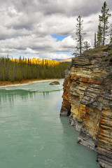 Canvas Print - Wood, the river and clouds