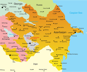 Poster - Vector illustration of Azerbaijan Map