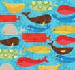 Abstract Whale Cartoon Pattern