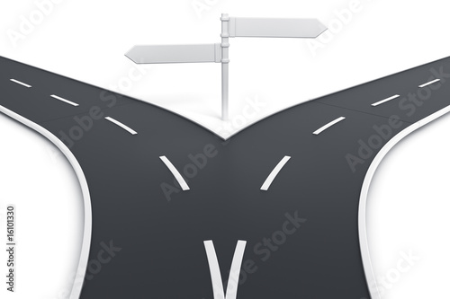 splitting road with blank r...