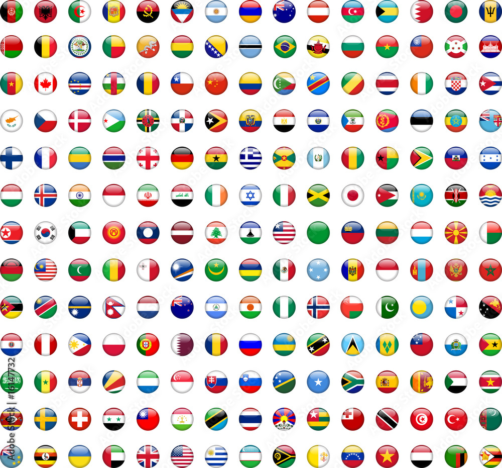 Flags of the World buttons (x195) - obrazy, fototapety, plakaty 