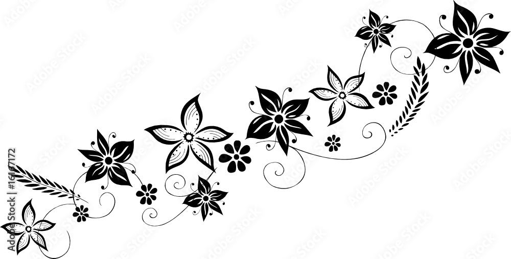 Blumenranke mit einzelnen Blüten, floral Stock Vector