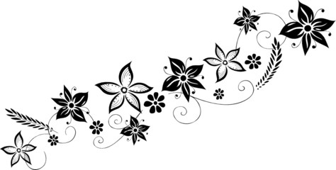 Fototapete - Blumenranke mit einzelnen Blüten, floral
