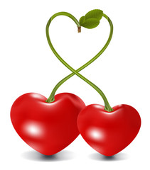 cherry couple in vector, contains gradient mesh elements