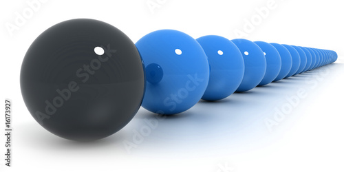 Red and black billiard balls arrangement