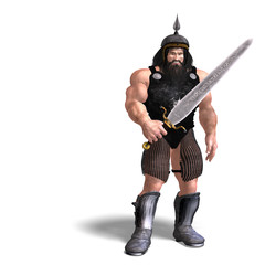 Wall Mural - strong dwarf with sword