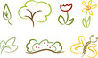 Clipart-Set (Natur): Baum, Blume, Schmetterling, Blatt ...