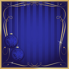 Wall Mural - Ornate Blue Christmas Card or Tag with Copy Room