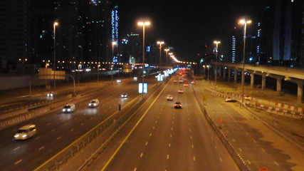 Wall Mural - Traffic on Sheikh Zayed Road at night. Dubai, UAE