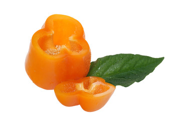 slice of sweet pepper on white background