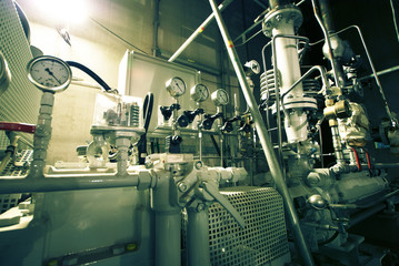 Pipes, tubes, machinery and steam turbine at a power plant