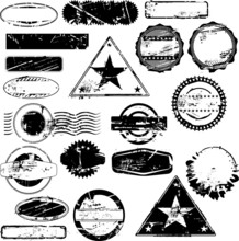 Collection Of Empty Rubber Stamps For Your Text
