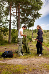 Sticker - Setting up Tent