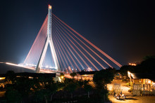 Beautiful Red Bridge Of City Night
