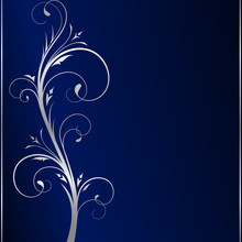 Elegant Dark Blue Background With Silver Floral Elements