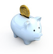 Piggy bank with gold coin