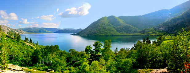 lake and mountains