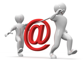 Poster - Two men with symbol for mail