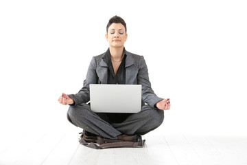 Wall Mural - Businesswoman doing yoga