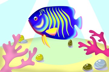 fish with coral reef  illustration