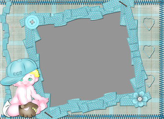 Wall Mural - Children's frame for the boy with cut for a photo.