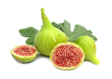 Figs Fresh Ripe With Leaves