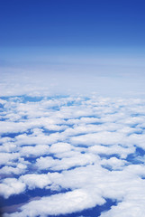 The sky with clouds from an altitude of flight