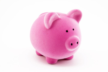 Wall Mural - Pink piggy bank isolated on white