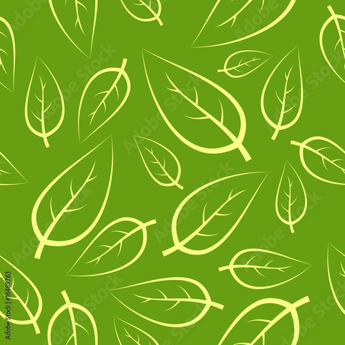 Foto-Kissen - Fresh green leafs seamless pattern (von Petr Vaclavek)
