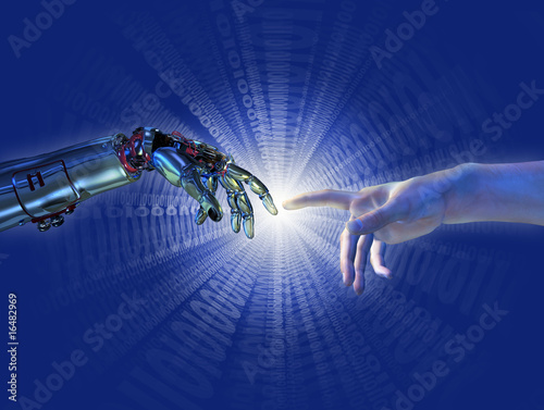 Fotografie, Obraz Birth of Artificial Intelligence - Binary Burst