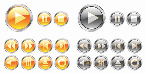 yellow media buttons with inactive gray modes