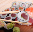 sushi and chopsticks close-up