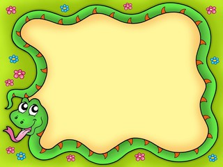 Poster - Snake frame with flowers 1