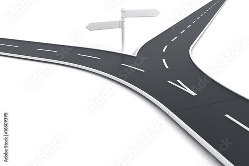 splitting road with blank r...