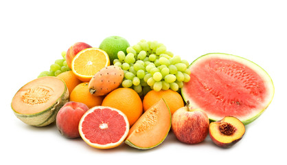 Wall Mural - fresh fruits on white background