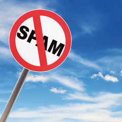 no spam sign with blue sky background