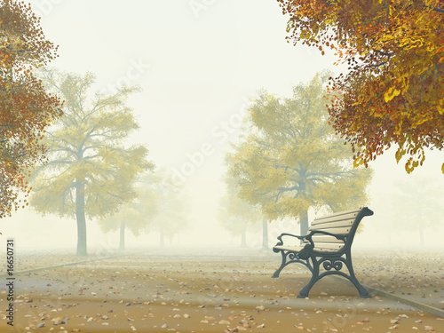 Plakat na zamówienie lonely bench on autumn path